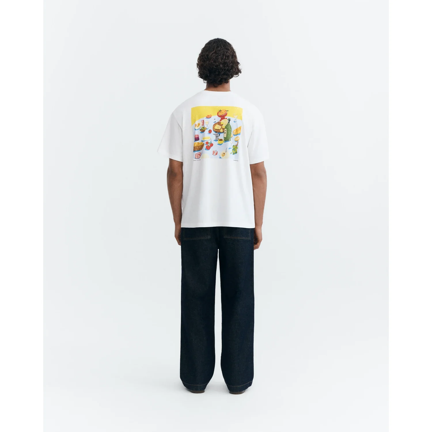Aaron Tee T-Shirt, weiß, Kurzarm, Rückendruck, Lebensmittelmotiv