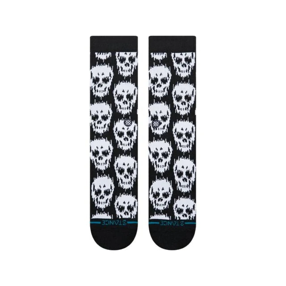 Static Skull Crew Chaussettes, chaussettes fines, motif tête de mort, noir et blanc, Stance