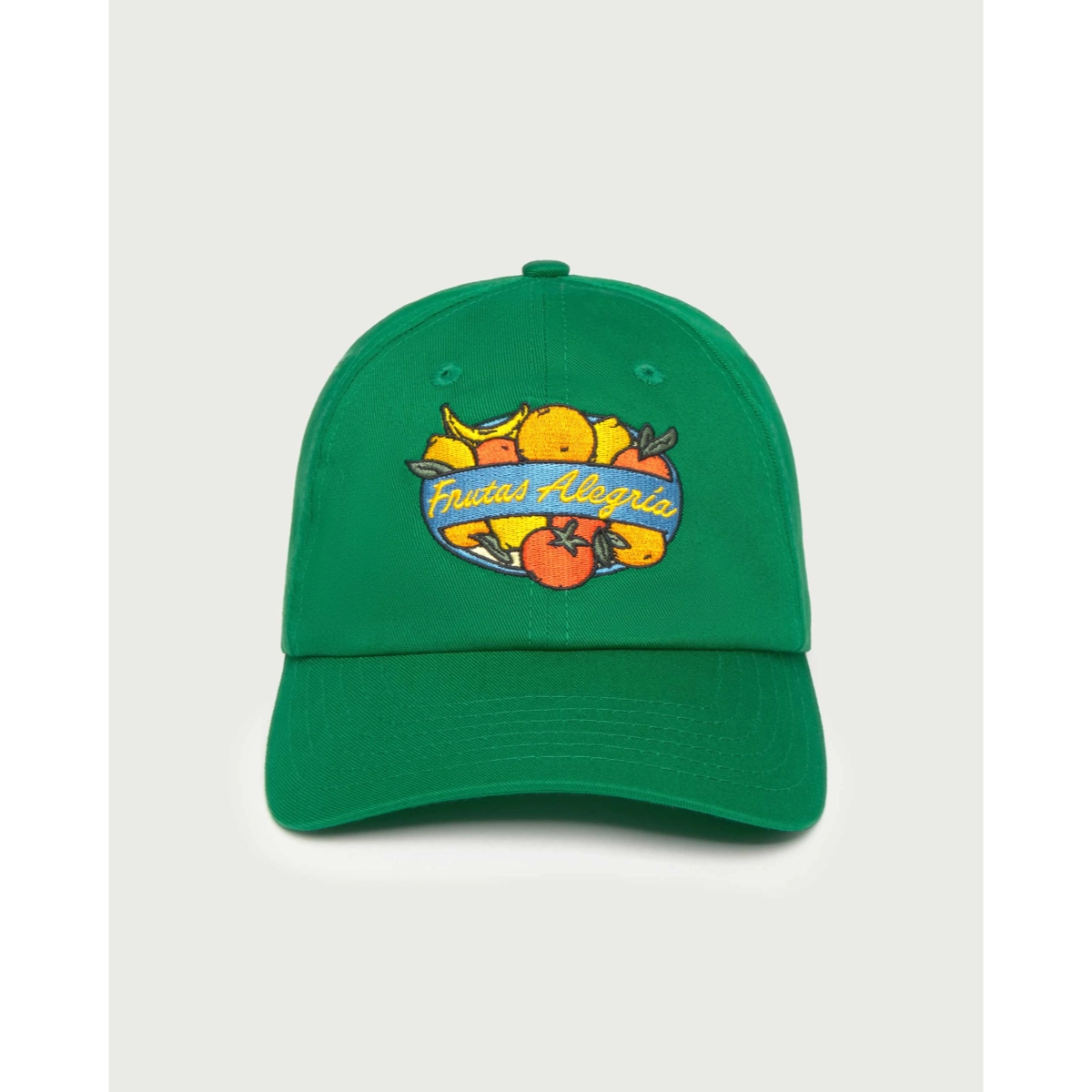 Chris Cap Frutas Alegria Baseballkappe, Grüne Kappe, Stickerei, Fruchtmuster, Gebogener Schild, Baseballmütze, grüne Mütze, Besticktes Logo, Fruchtgrafik, verstellbare Mütze