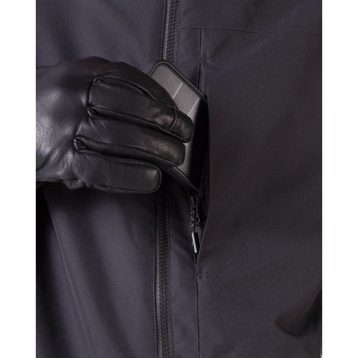 Jacke, Reißverschluss, Handschuh?, Mantel?, Schwarz, lederhandschuh, jacke, reissverschluss, tasche, telefonhalter