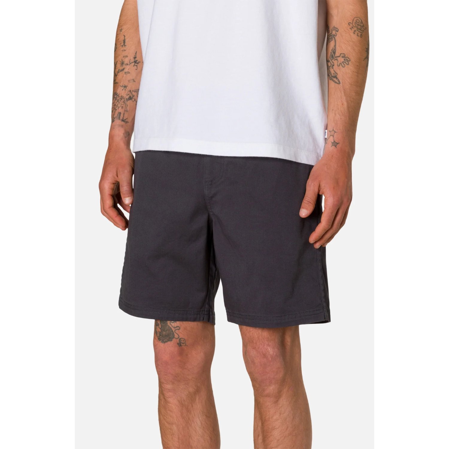 Short pour homme, en coton, style skateur, gris, coupe ample