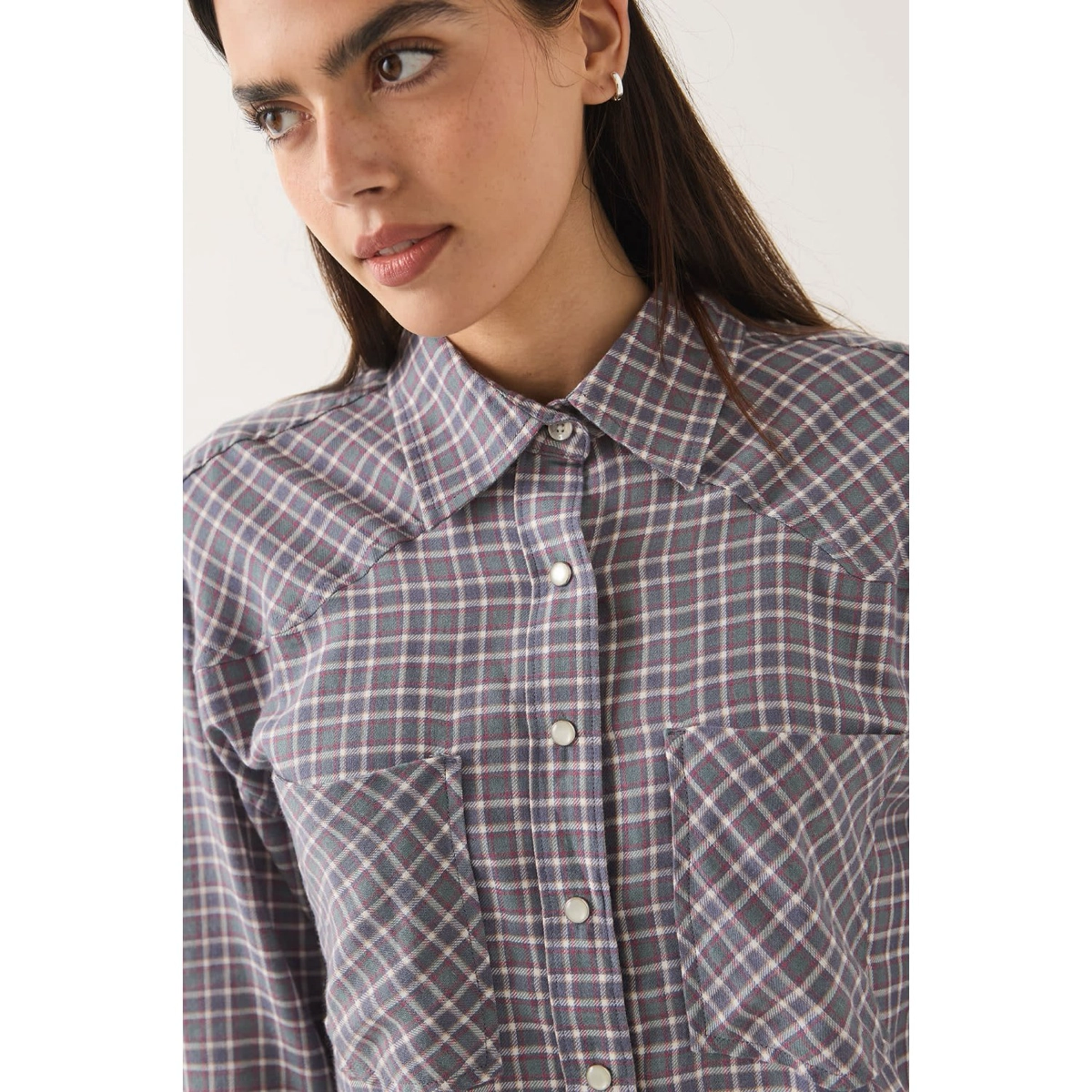 Plaid shirt, Langarm-Bluse, Knopfleiste, Karo-Muster, Hemdtasche, Hemd, Karohemd, Karomuster, Knöpfe, Brusttasche