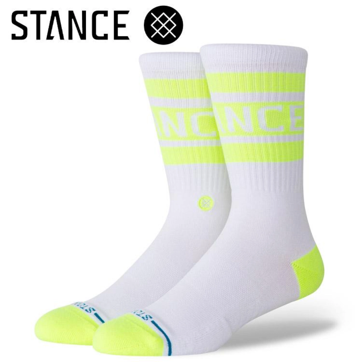 Chaussettes, chaussettes de course, jaune fluo, haute visibilité, rayures