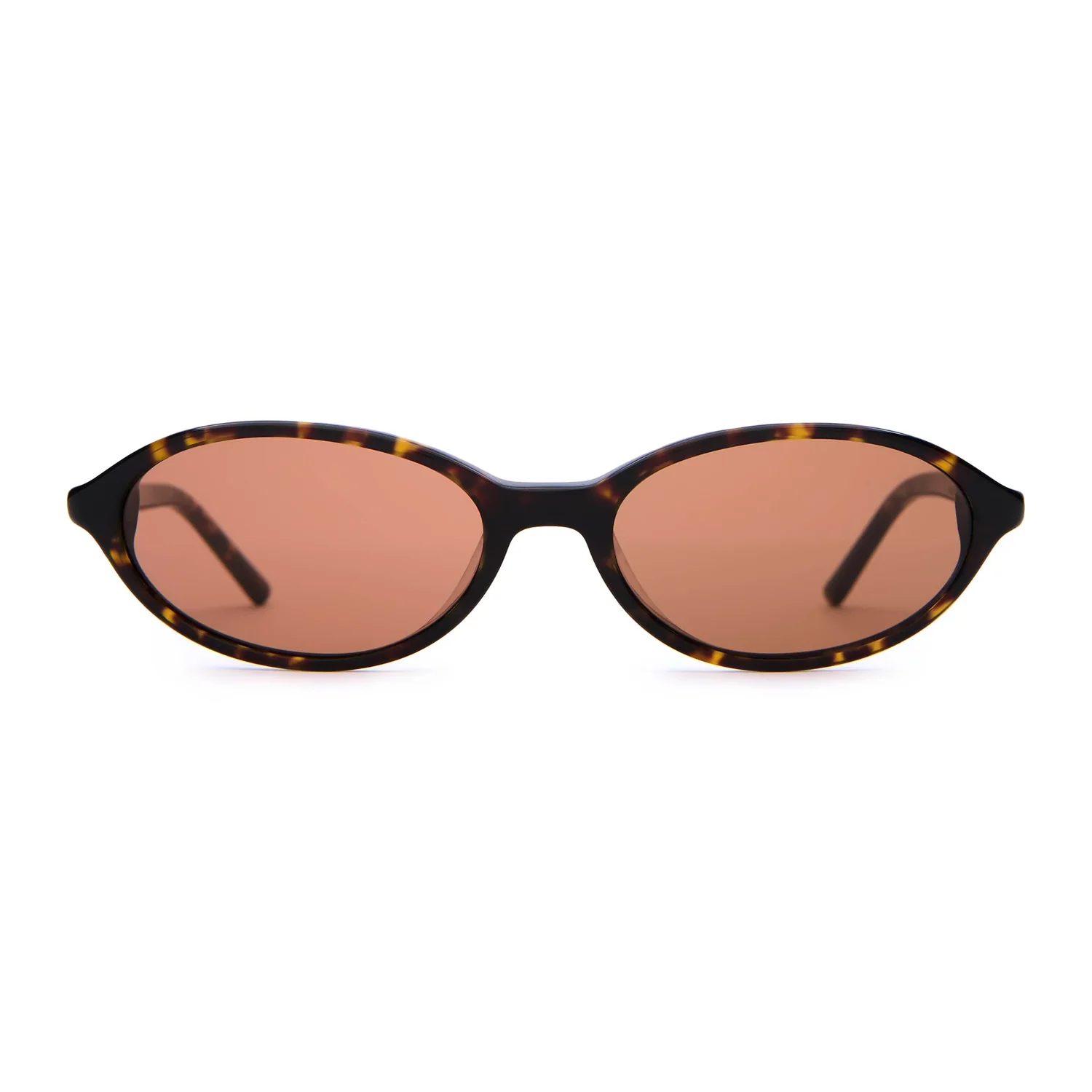 Sonnenbrille, ovale Gläser, Kunststoffgestell, Havanna-Muster, braune Gläser