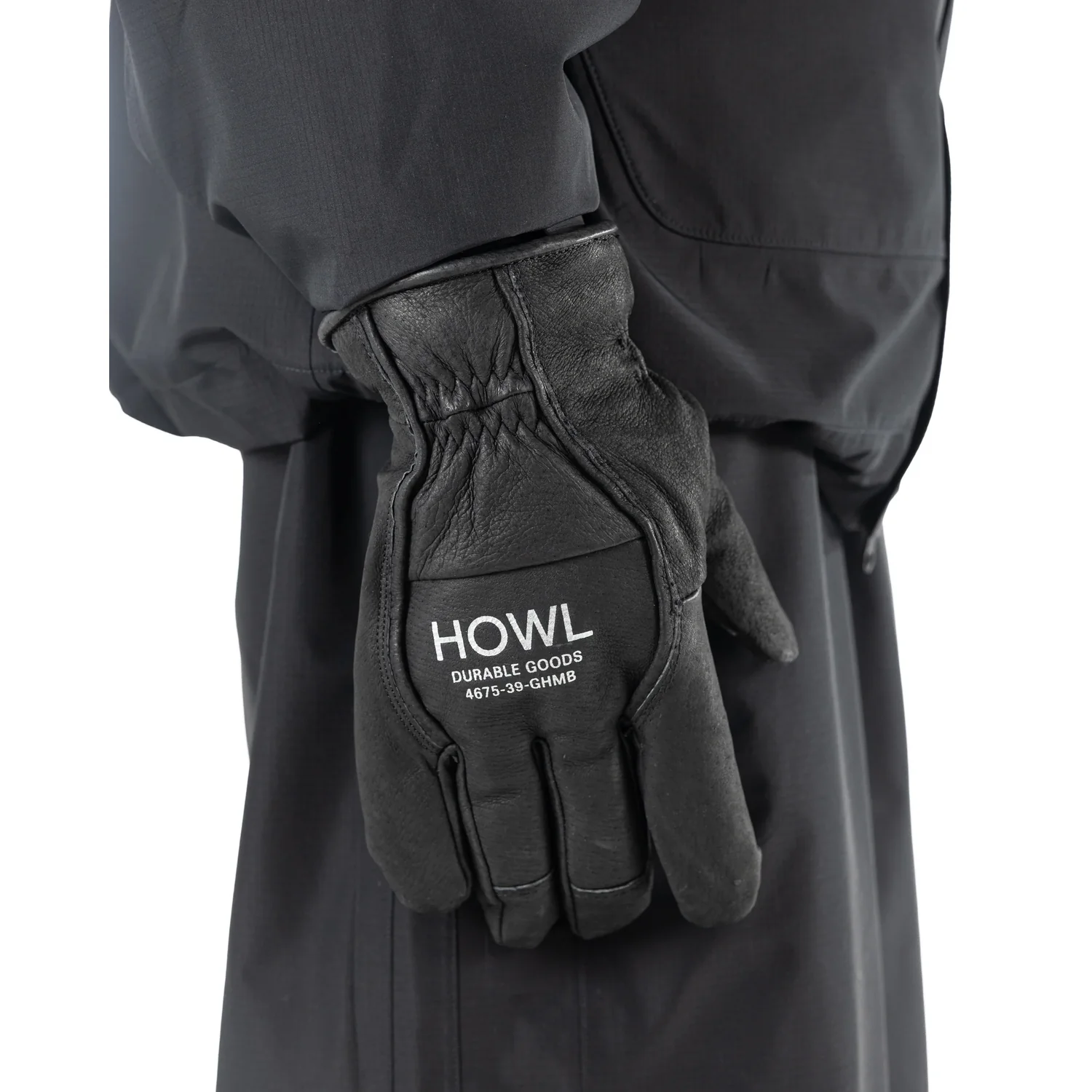 Highland Glove Lederhandschuh, Schwarz, Winterhandschuh, Verstärkte Handfläche, Lange Stulpe