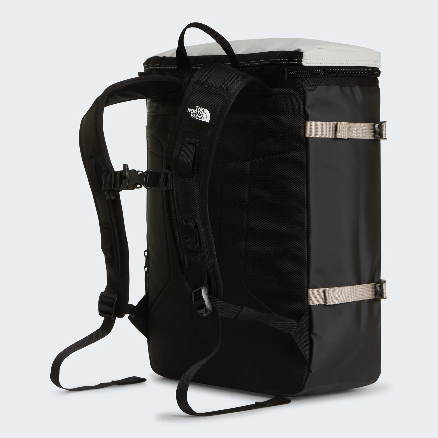 Rucksack, schwarz, Rolltop-Verschluss, wasserabweisendes Material, Kompressionsriemen