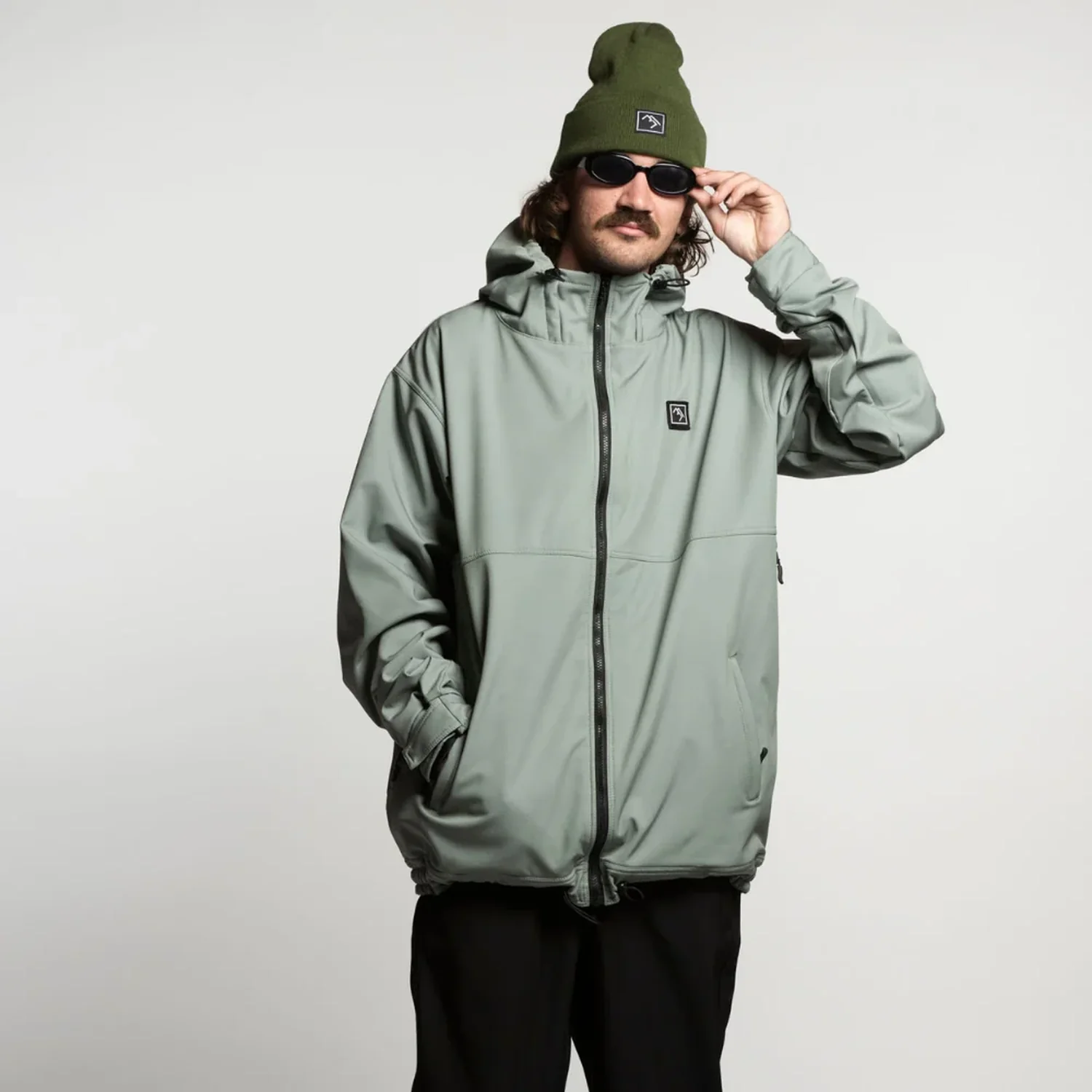 Access FZ Jacket Veste pour homme, capuche, fermeture éclair, vert sauge, softshell