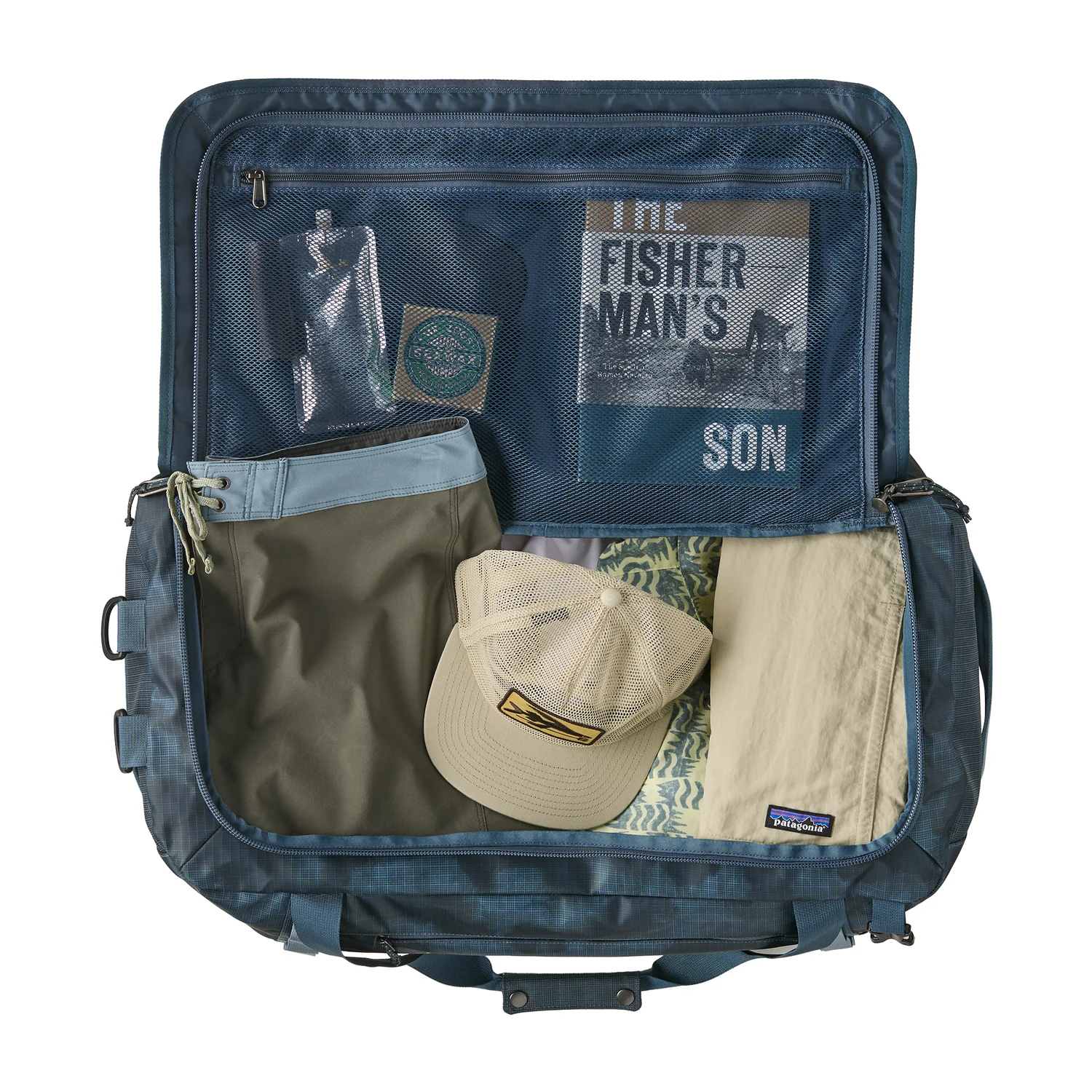 Black Hole Duffel 55L Reisetasche, Netzfach, Reißverschlussfach, Blau, Textil