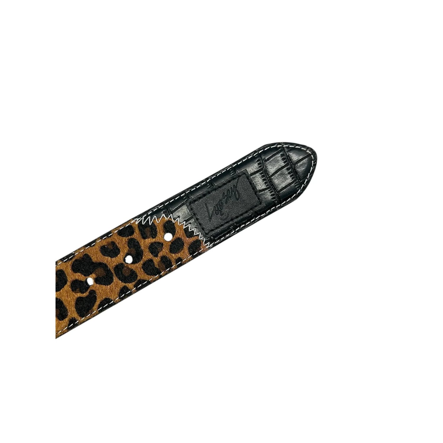 Porte-clés, cuir, motif léopard, cuir nappa, coutures contrastées