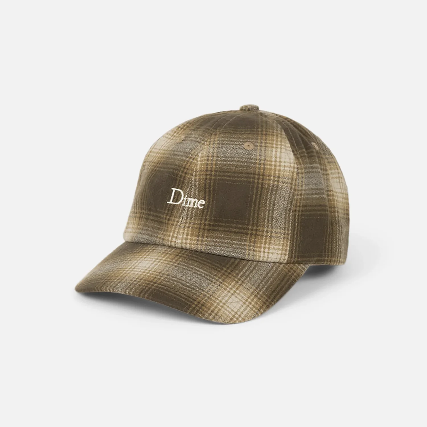 Flannel Low Pro Cap Baseballkappe, Karomuster, Olivbraun, Gebogener Schirm, Besticktes Logo