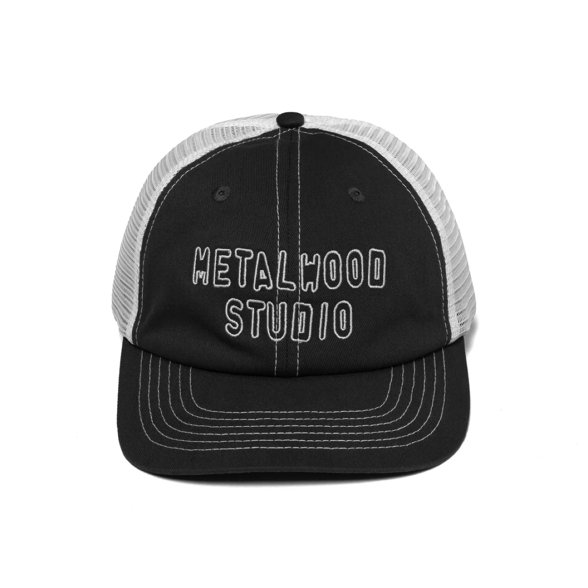Cutie 6 Panel Trucker Hat Metalwood Studio Cutie 6 Panel Trucker Hat Black