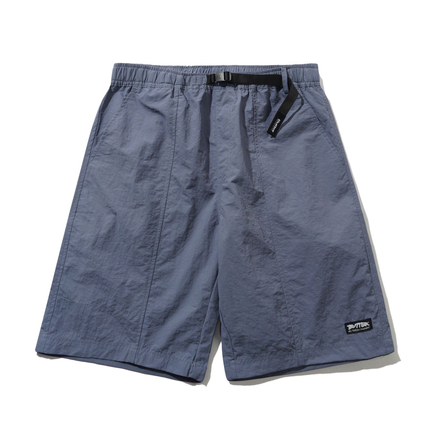 Pantalon, short, fibres synthétiques, bleu, ceinture