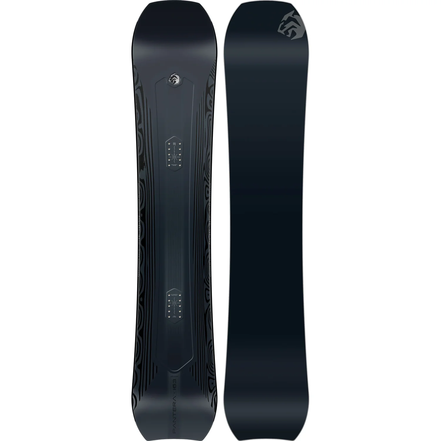 Pantera Snowboard, Schwarzes Design, Holzkernmuster, All-Mountain-Board
