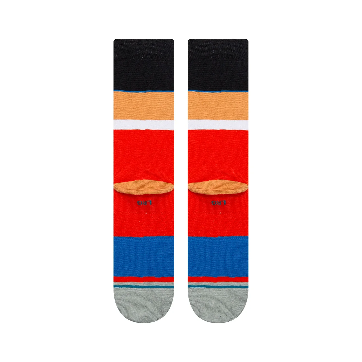 Chaussettes rayées, mi-bas, rouge-bleu, motif à blocs de couleur, textile