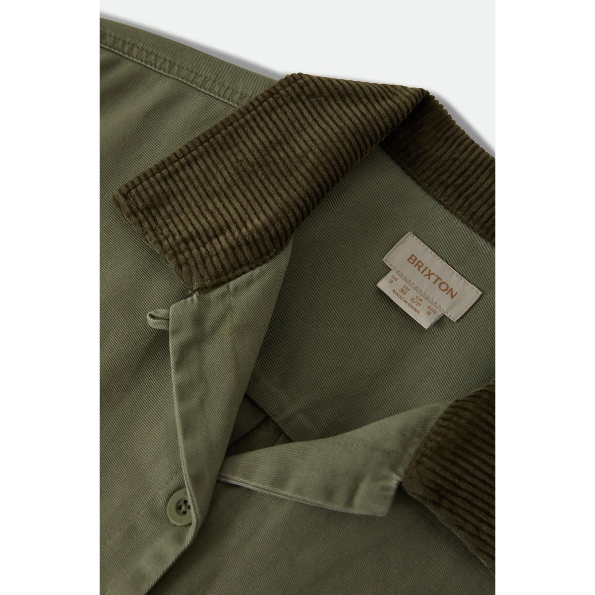 Utopia Overshirt veste, velours côtelé, vert olive, revers, marque Britton, veste, velours côtelé, vert olive, Corduster, revers