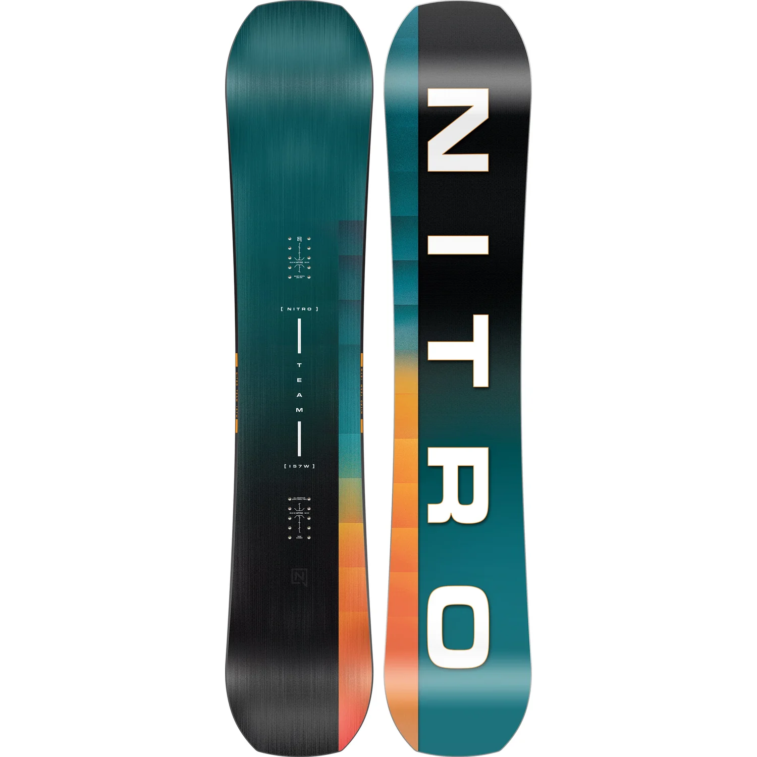 Snowboard, turquoise et noir, motif dégradé, planche de freestyle, Nitro