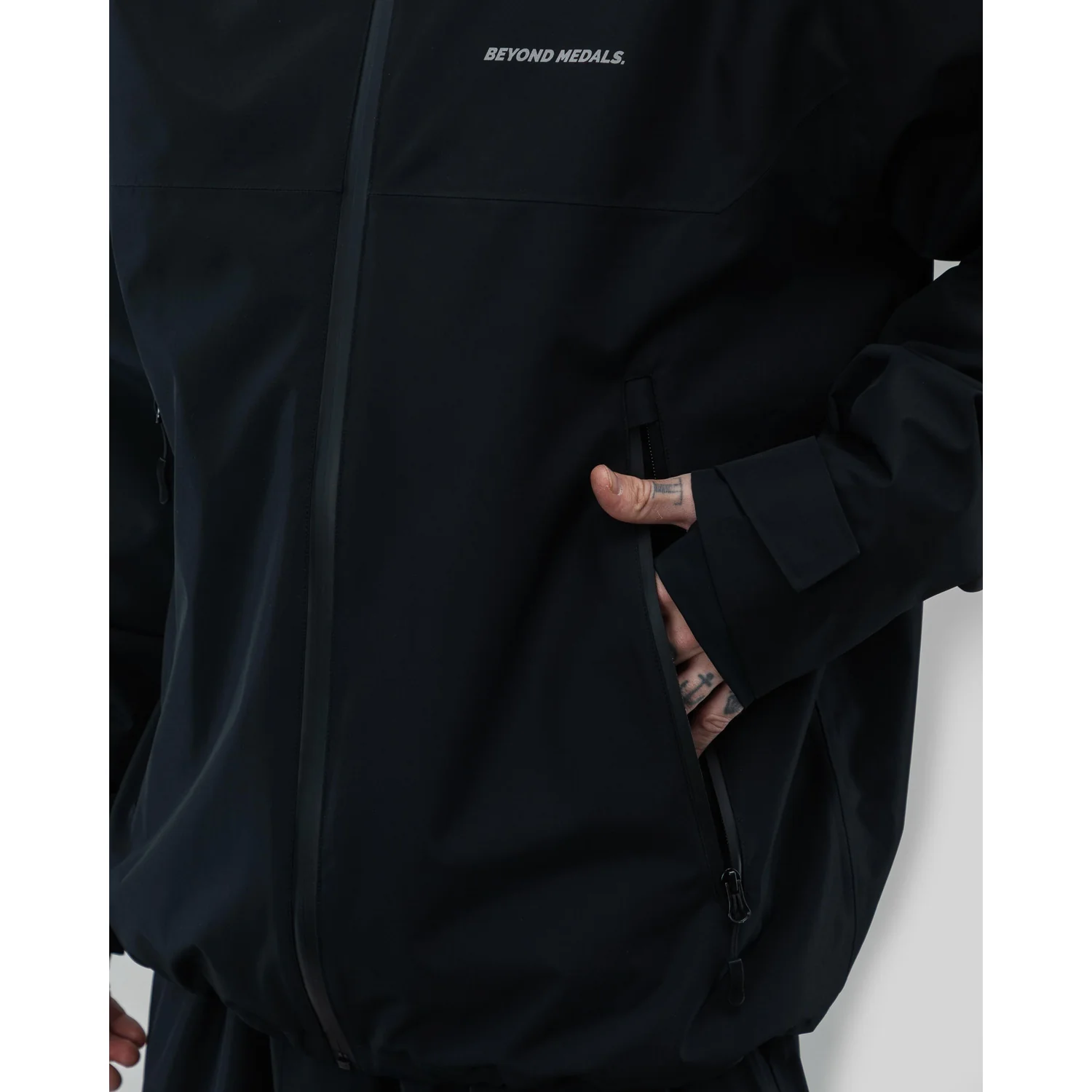Park Jacket Jacke, Schwarz, Frontreißverschluss, Seitentasche, Funktionsjacke