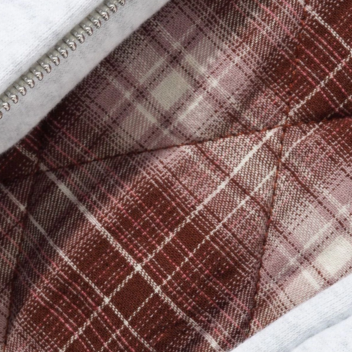Plaid Lined Zip-Thru Hood plaid, stoff, muster, rot, bordeaux