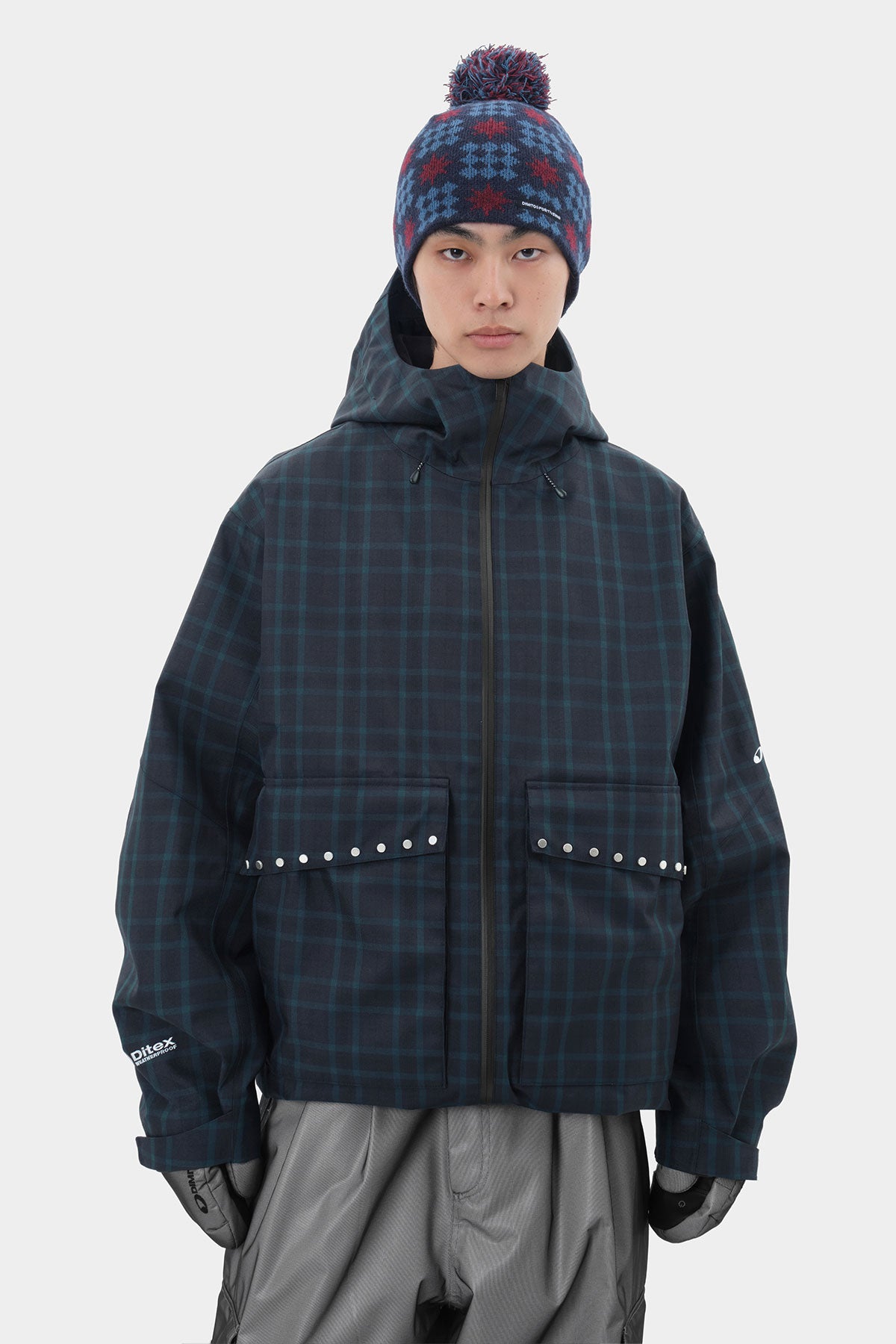 Stud 2L Jacket Bonnet en peluche, bonnet en laine, Karo-Werk, veste d'hiver, doudoune