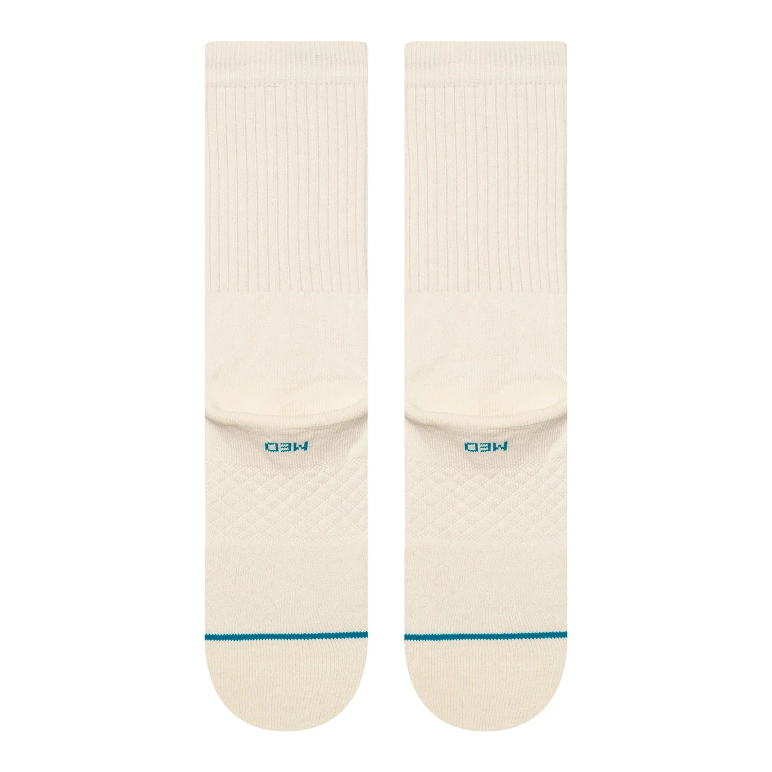 Womens Icon Pop Crew Chaussettes, blanc crème, tricot côtelé, longueur cheville, touches de turquoise