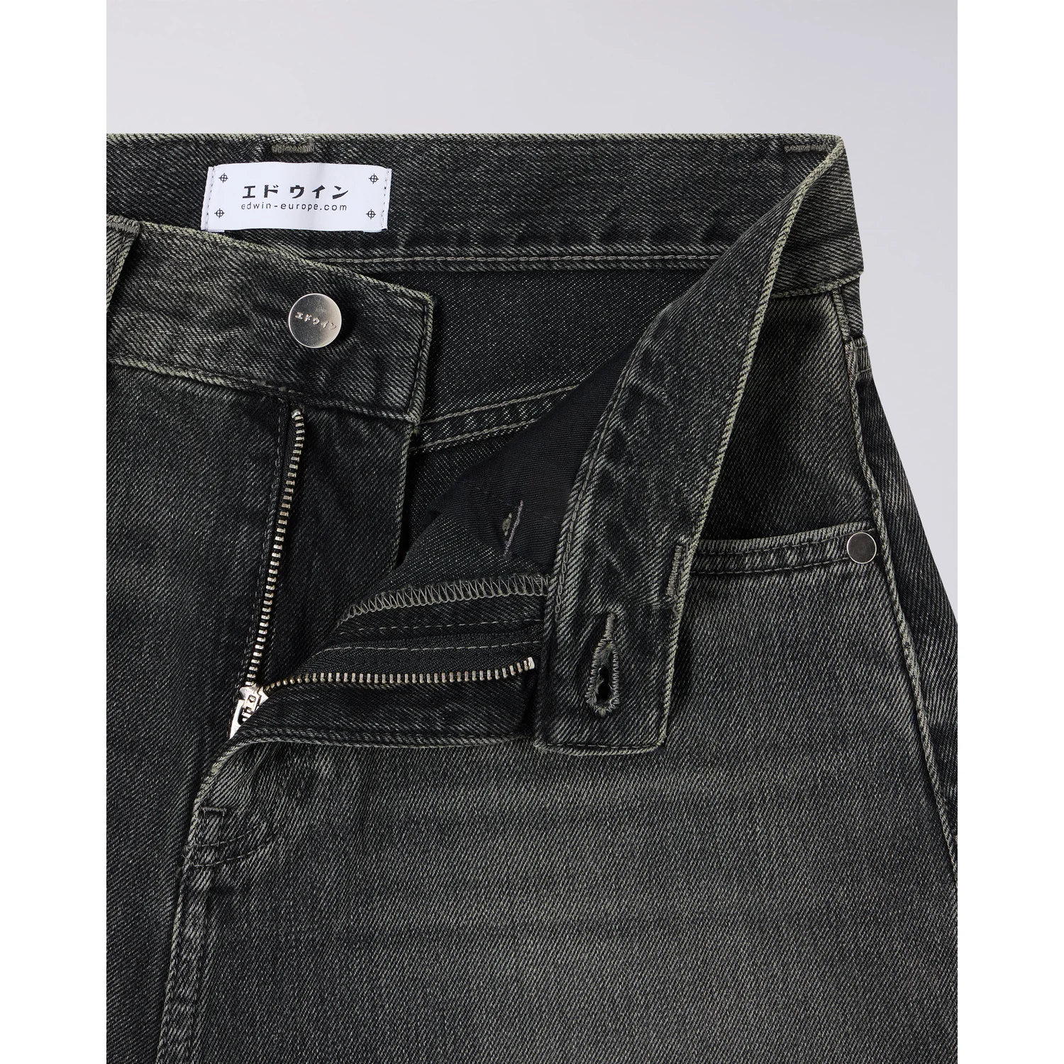 W' Olivia Pant Jeans, Schwarzer Denim, Reißverschluss, Knopfverschluss, Stonewashed