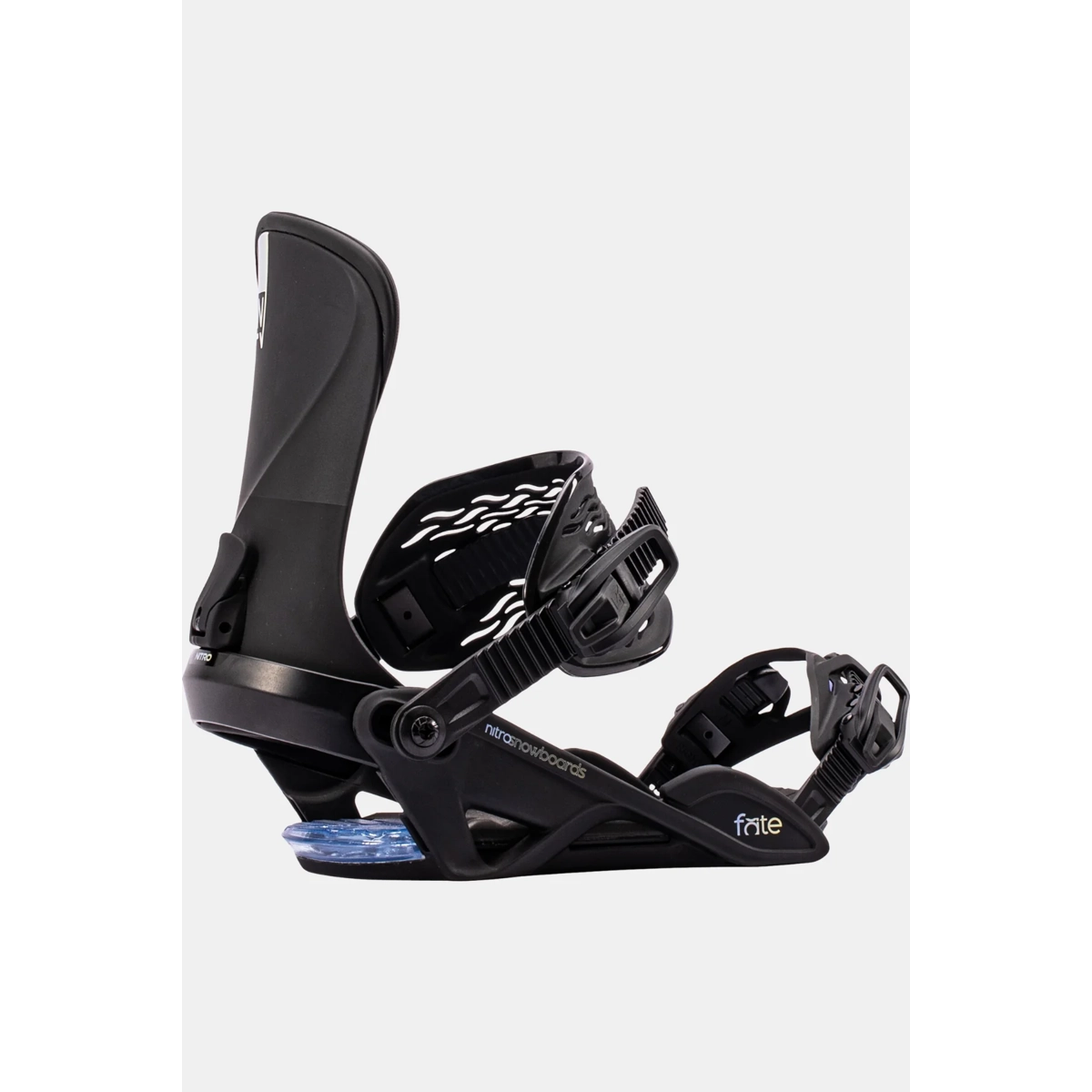 Fate W's Snowboard-Bindungen, NTX Snow, Schwarze Bindungen, Verstellbare Riemen, Highback Snowboardbindung, Snowboard bindings, Step-in binding, Schwarze Bindungen, Schaumpolster, Verstellbare Riemen