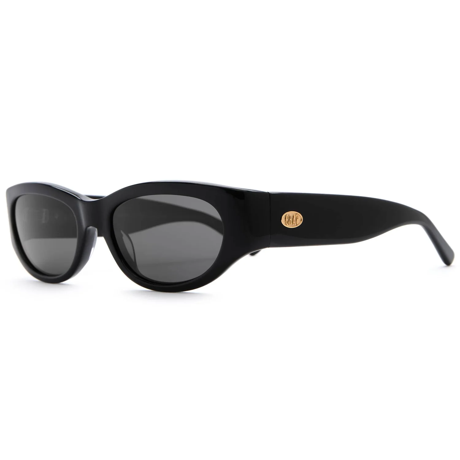The Funk Punk Polarized Sonnenbrille, schwarzes Gestell, graue Gläser, Kunststoffgestell, ovale Gläser