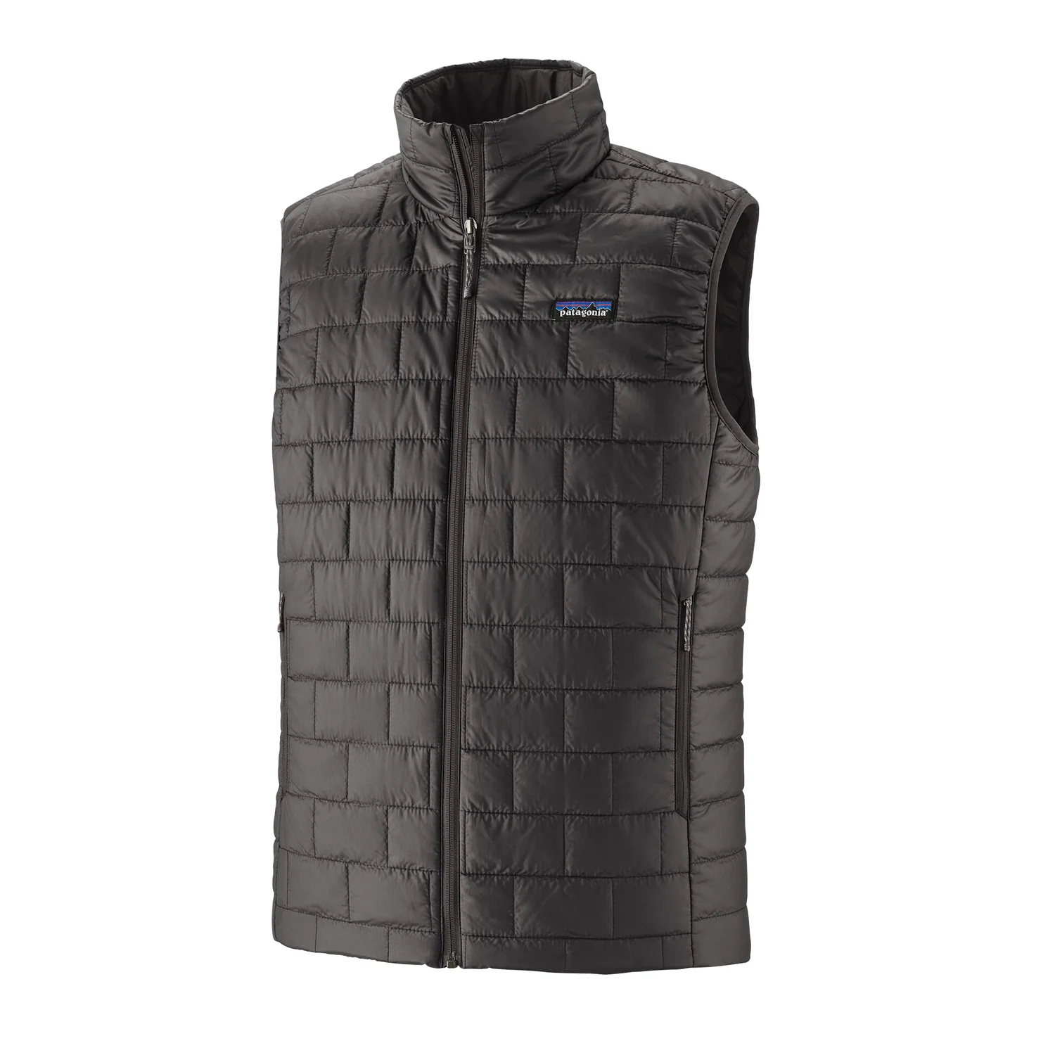 M'S Nano Puff Vest Gilet matelassé, sans manches, gris foncé, col montant, fermeture à glissière