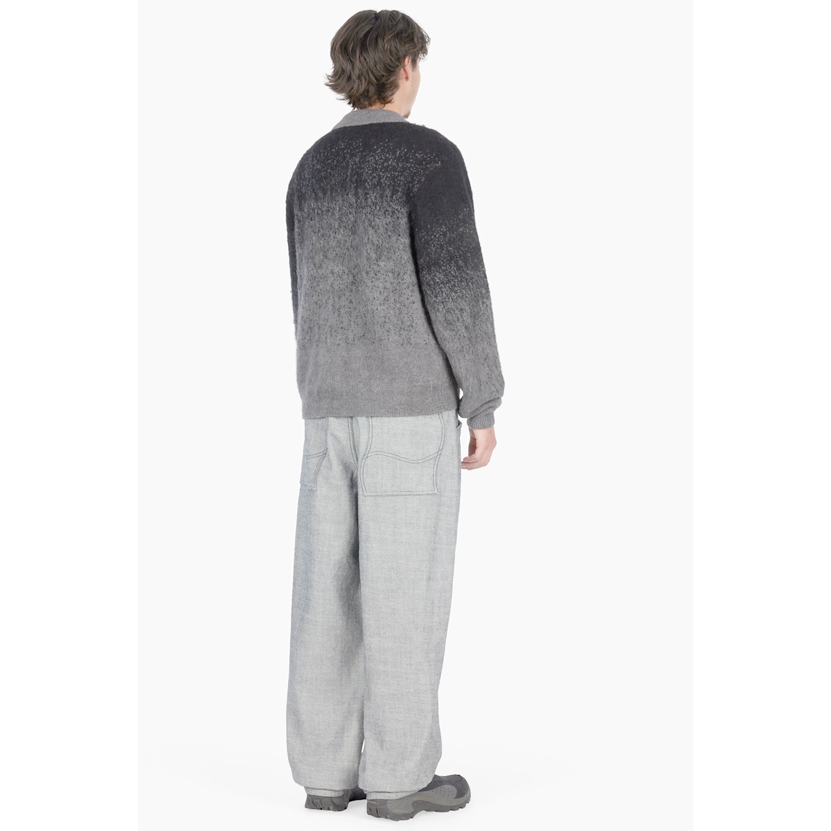 Pull en laine, gris dégradé, pull oversize, cardigan, jean, sweat, dégradé, pull en maille, manches longues, gris