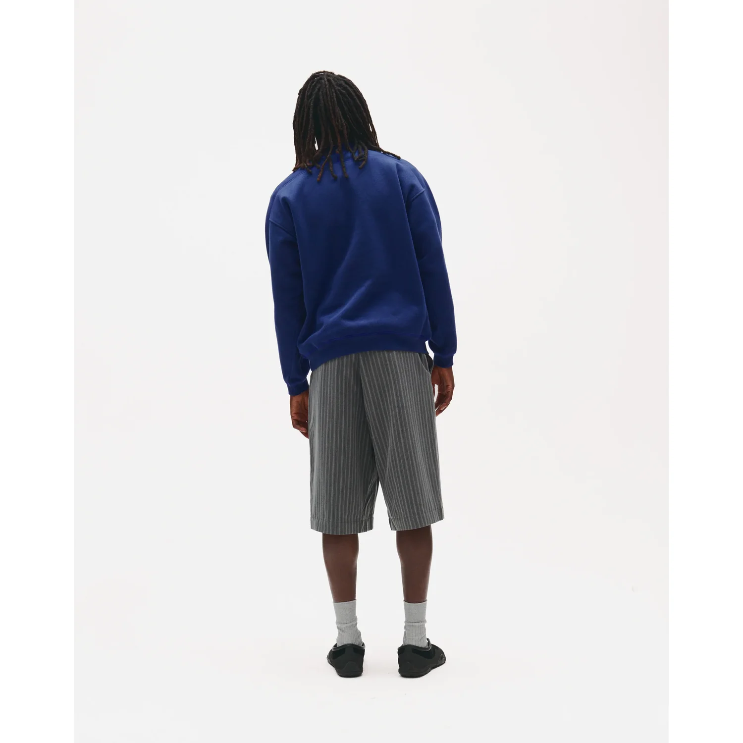 Sweatshirt, Kobaltblau, Rundhalsausschnitt, Shorts, Nadelstreifen