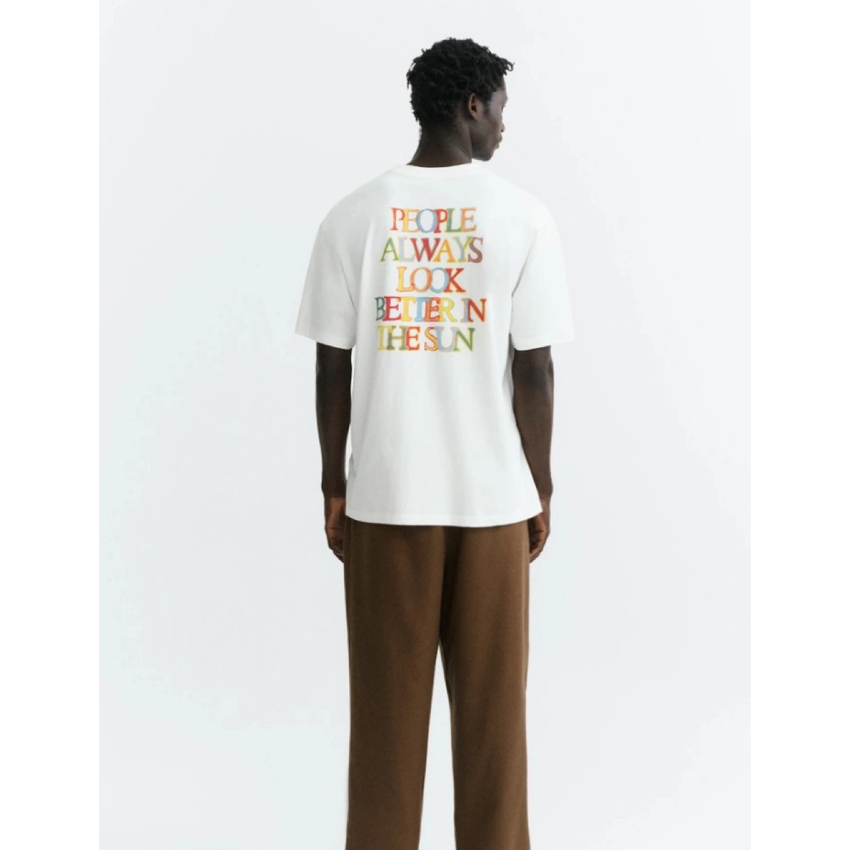 Tee, T-Shirt, Weiß, Grafikdruck, Rückendruck