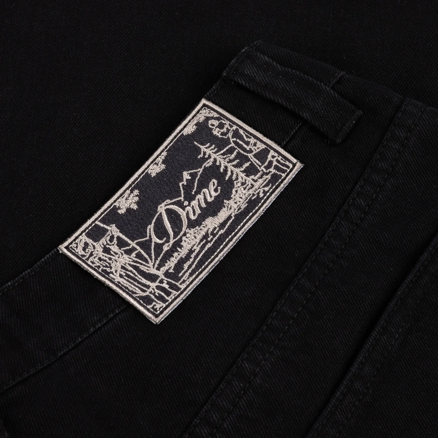 Baggy Denim Pants Schwarze Jeans, Denim, Logoaufnäher, Gürtelschlaufe