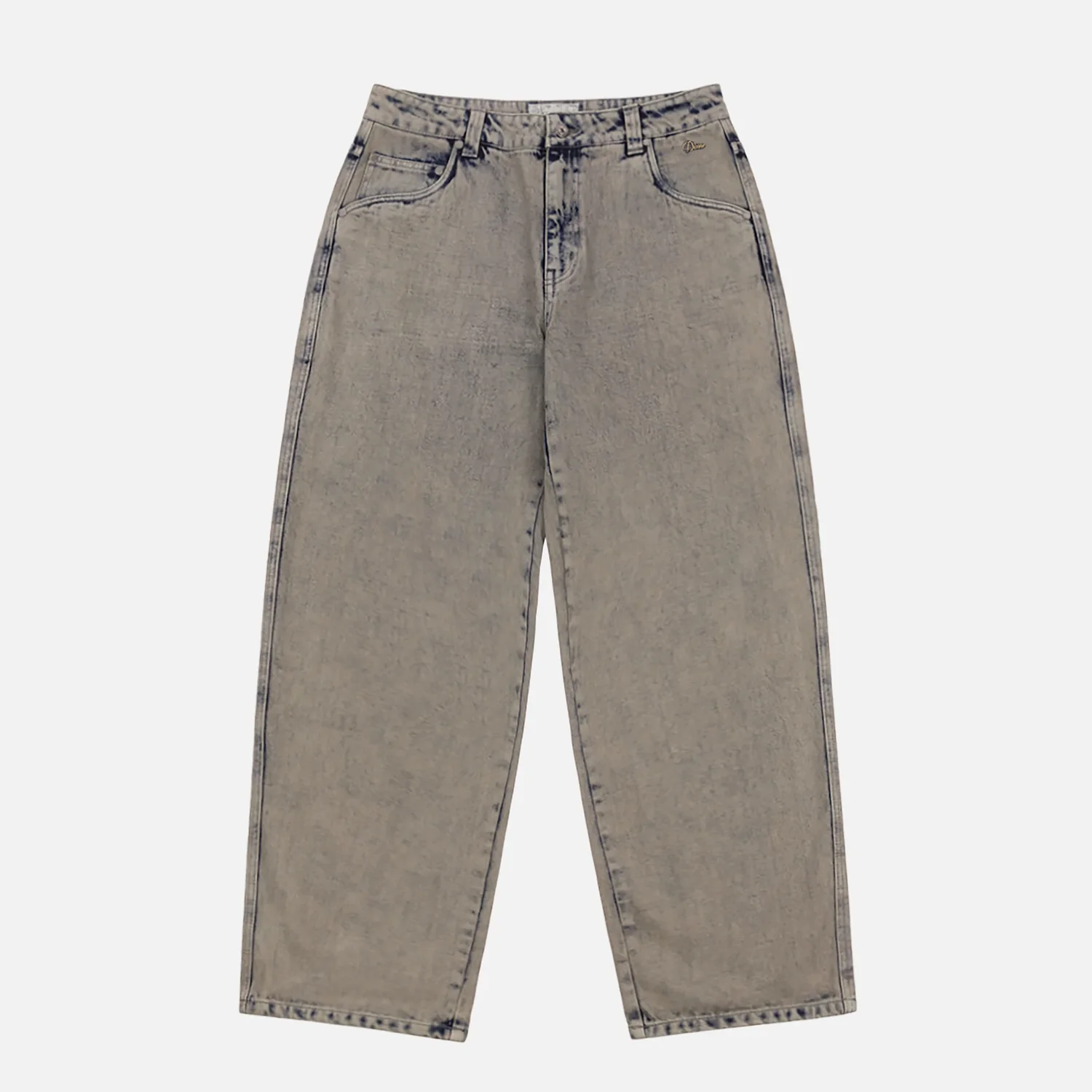 Baggy Denim Pants Jeans, coupe ample, denim gris, effet délavé, taille haute