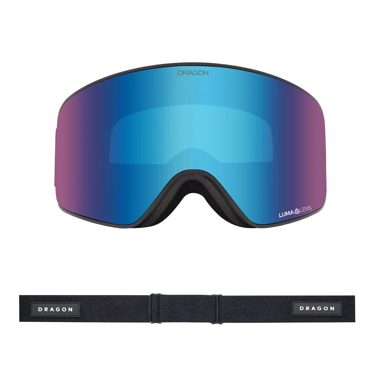 NFX Mag OTG Skibrille, verspiegelte Scheibe, blau-violett, schwarzes Band, LUMA-Glas