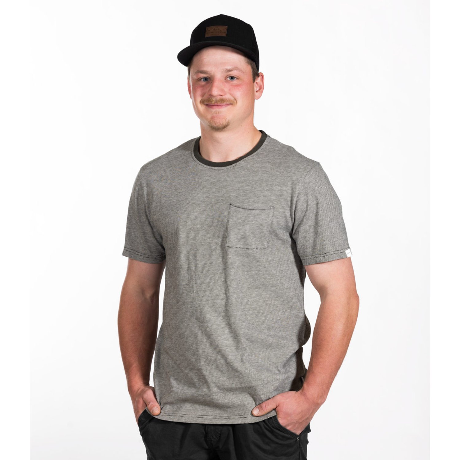 T-shirt à manches courtes, gris, style chemise, poche poitrine