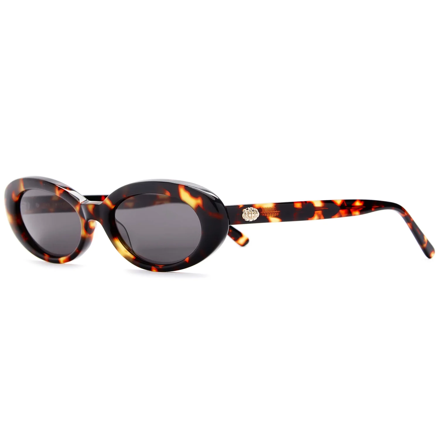 Sonnenbrille, ovale Gläser, Kunststoffgestell, Havanna-Muster, getönte Gläser