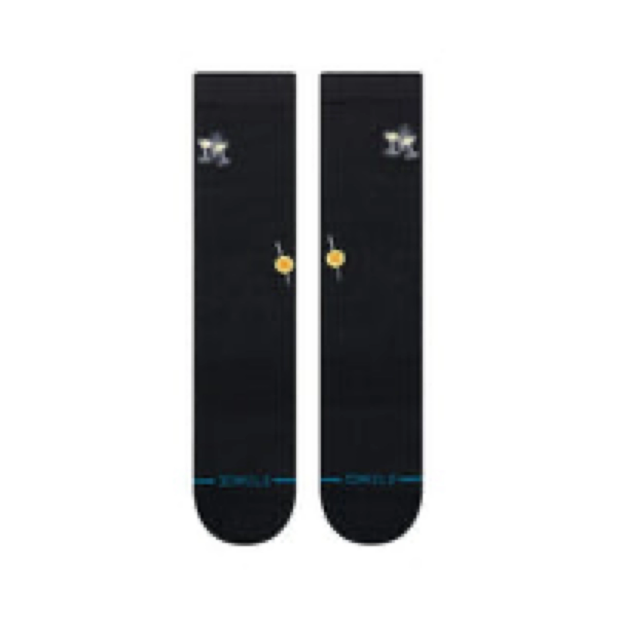 Chaussettes, chaussettes mi-mollet, noires, emblème, détail bleu