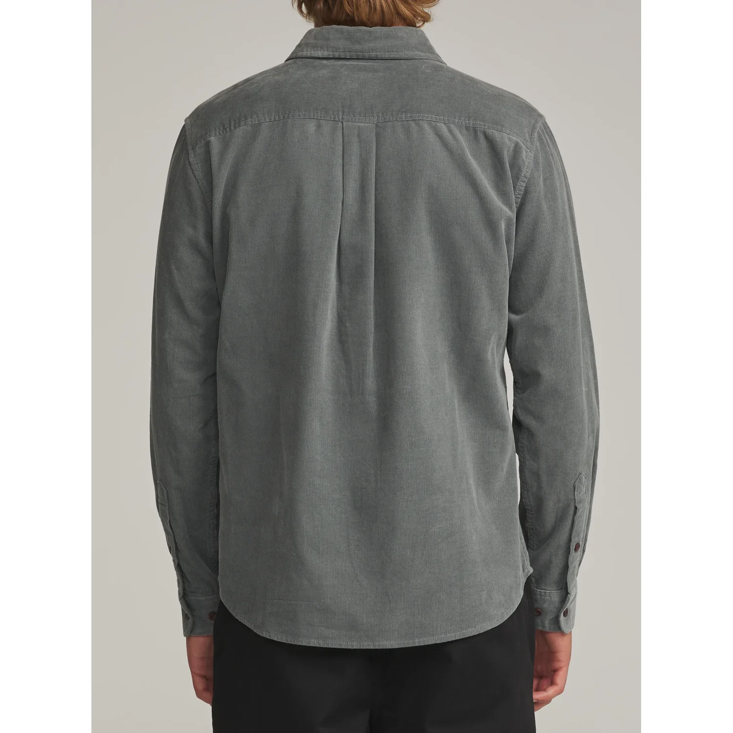 Herrenhemd, Cordstoff, Grau, Langarm, Button-down-Kragen