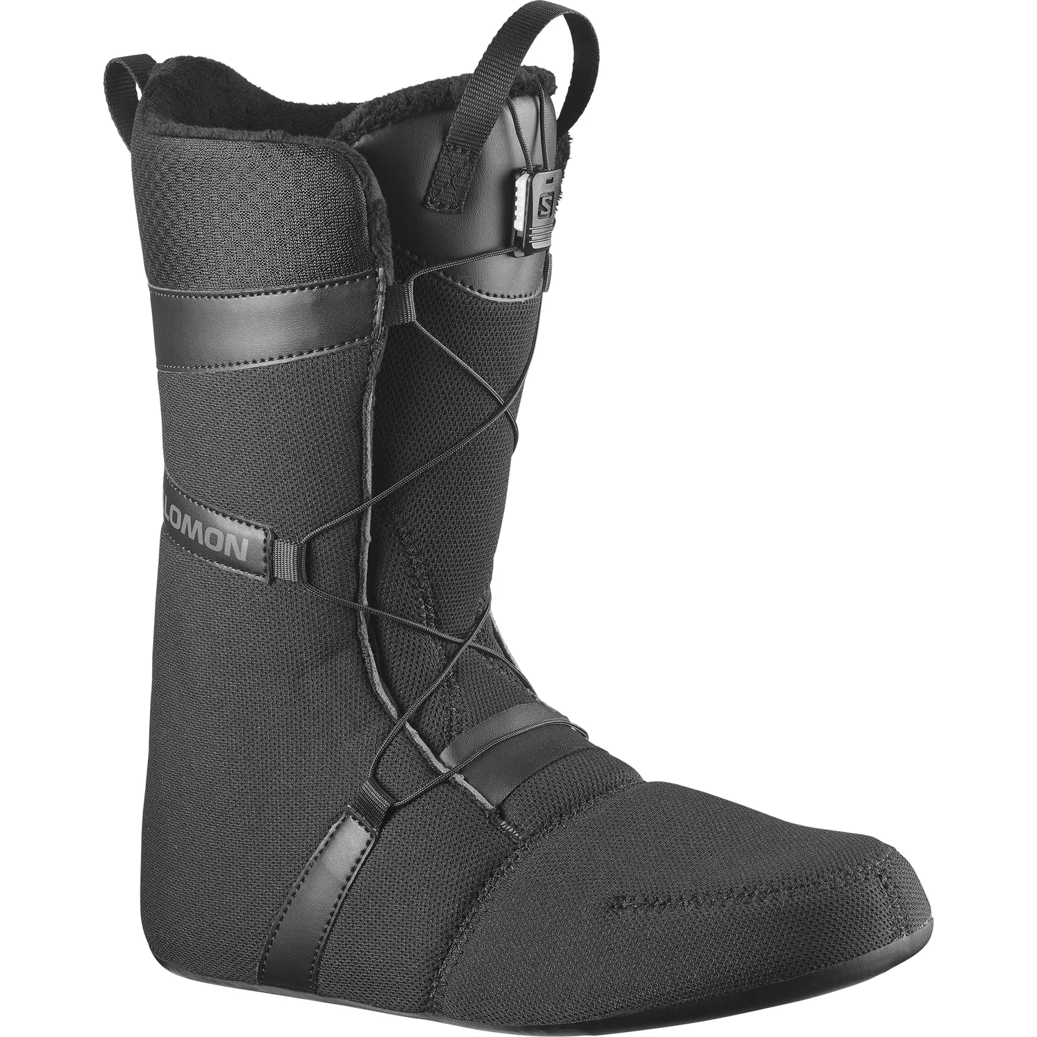 Snowboard-Innenschuh, Schwarz, Textil, Schnürsystem, Zuglaschen