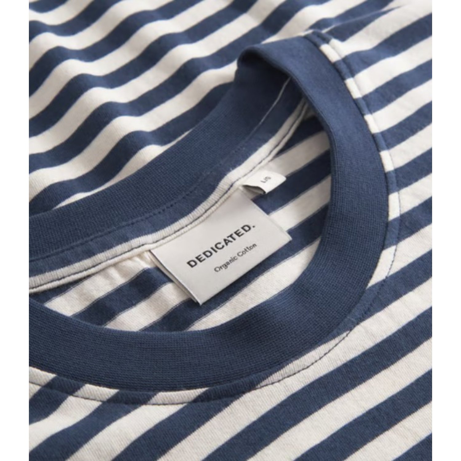 T-Shirt Stockholm Stripes gestreiftes shirt, Rundhalsausschnitt, organische Baumwolle, blau, T-Shirt-Kragen