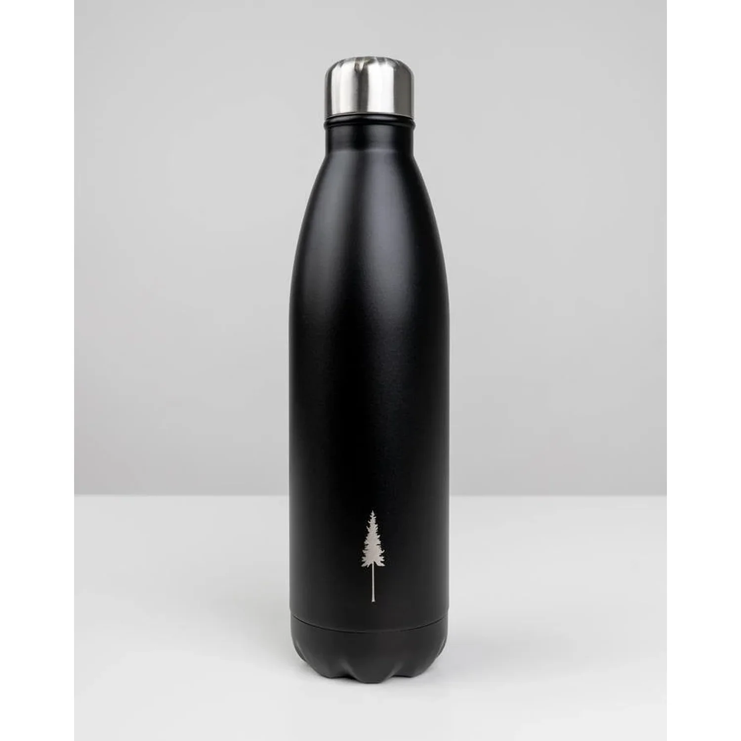 TreeBottle 750ml black Thermosflasche, Edelstahl, schwarz, silberner Schraubverschluss, Baum-Motiv