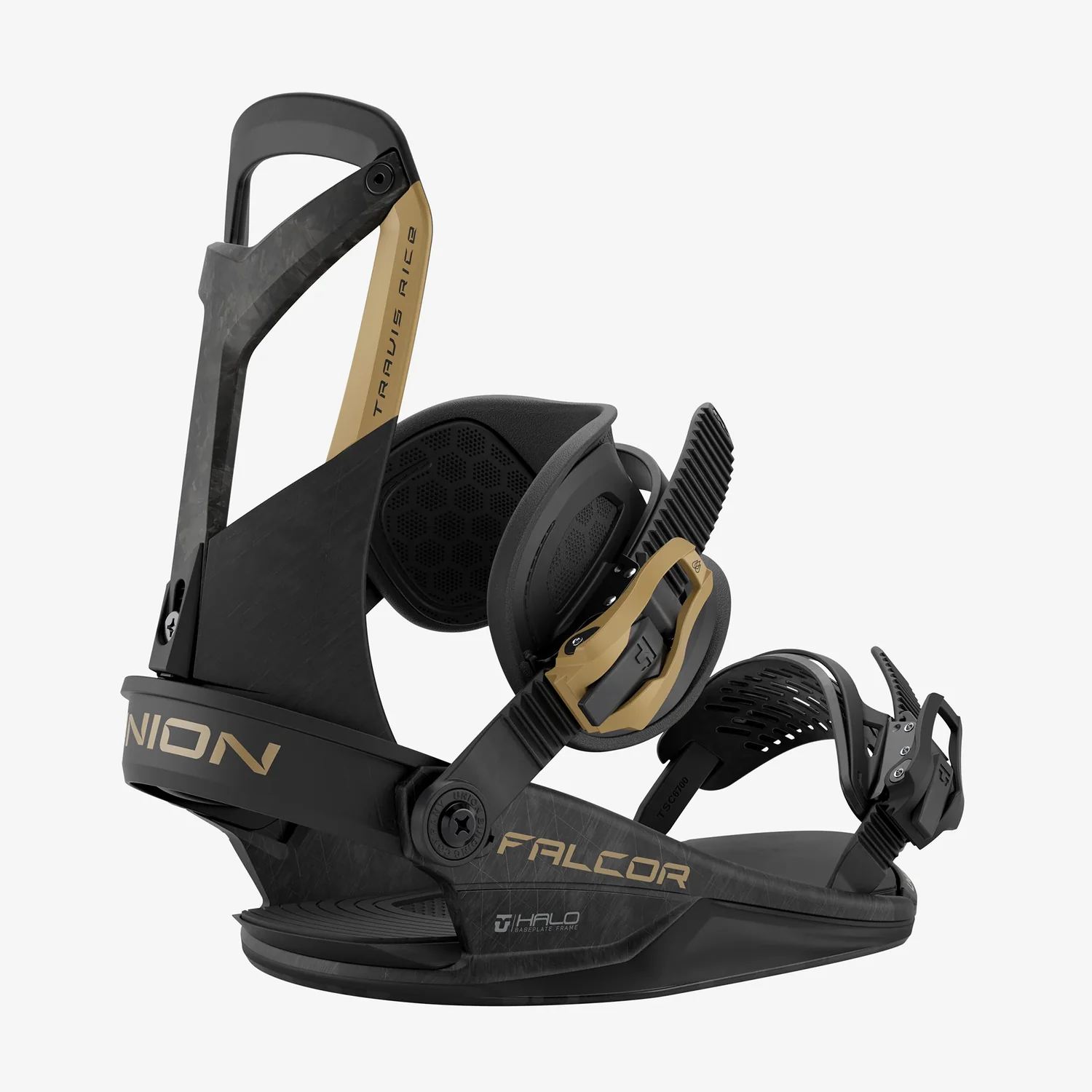 Snowboardbindung, schwarz-gold, Kunststoff, Ratschenverschluss, Highback