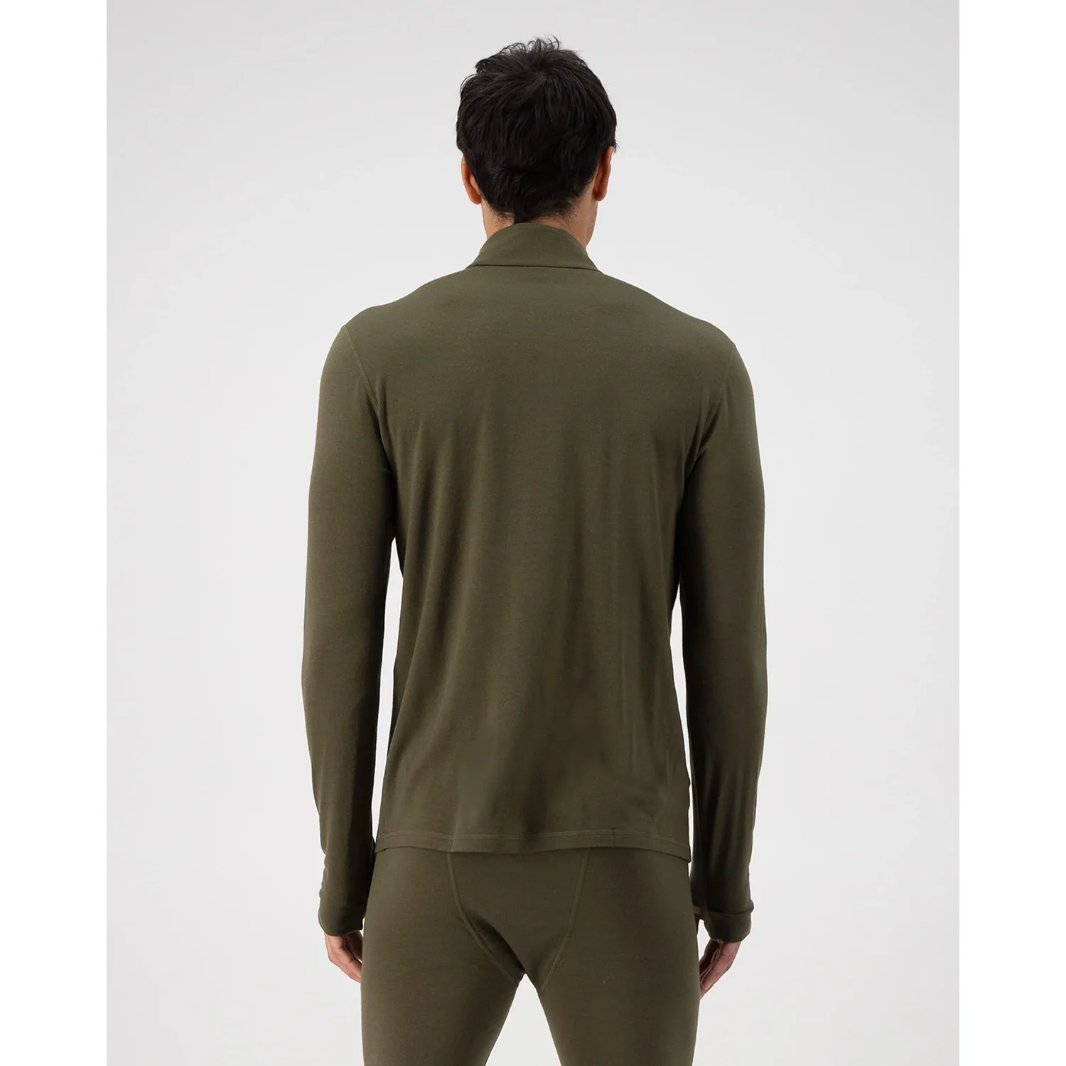Cascade Mer.1/4 Zip Ls Herren-Langarmshirt, Olivgrün, Rollkragen, Uni, Unterwäsche