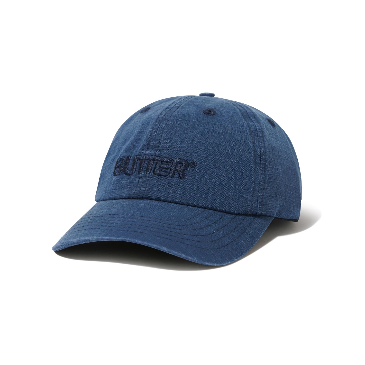 Ripstop Rounded Logo 6P Baseballkappe, blaue Cap, Sechs Panel, Stickerei Logo, gebogter Visier
