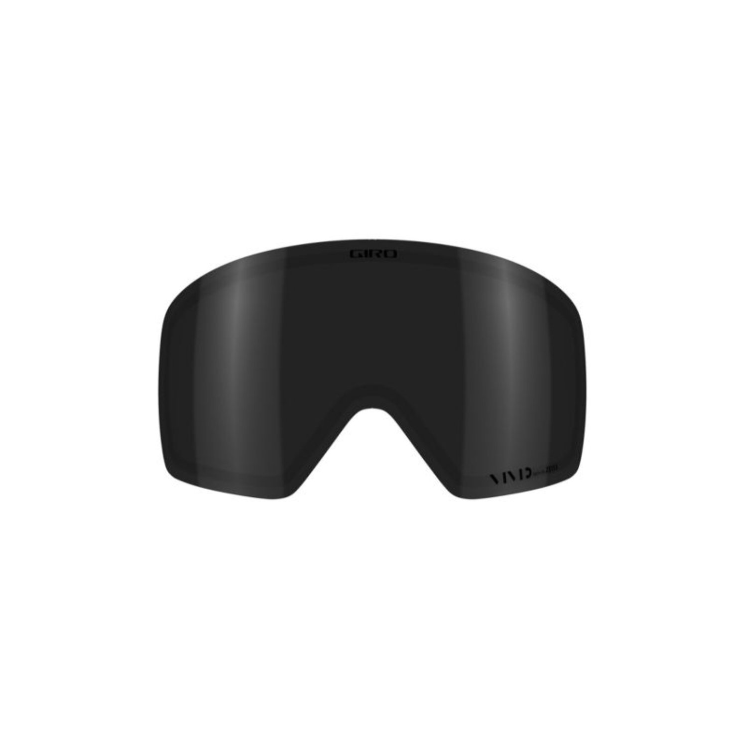 Schneesportbrille, schwarze Linse, gekrümmte Visier, Giro Marke sichtbar, belüftungsloser Linsenspiegel