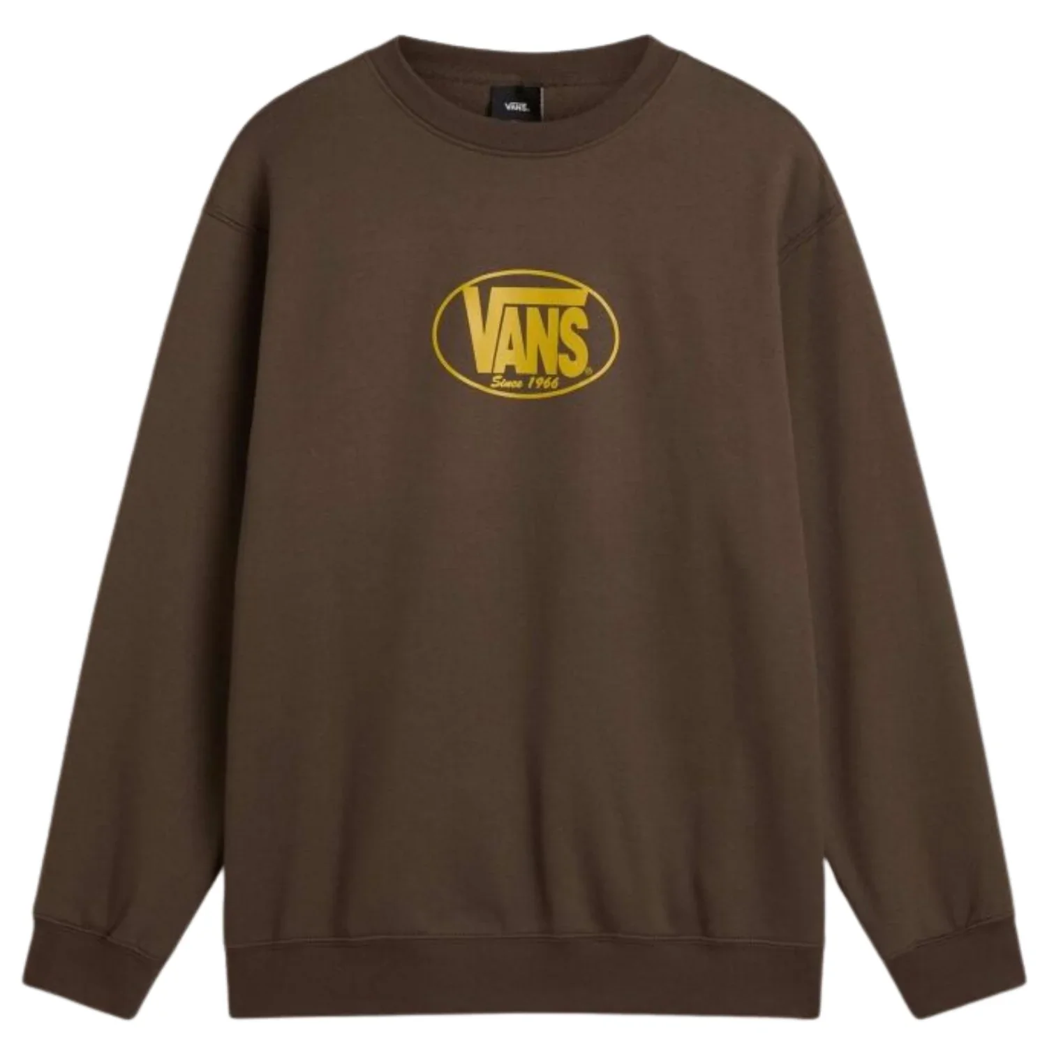 Classic Oval Crew Sweatshirt, Rundhalsausschnitt, Langarm, Braun, Logoprint