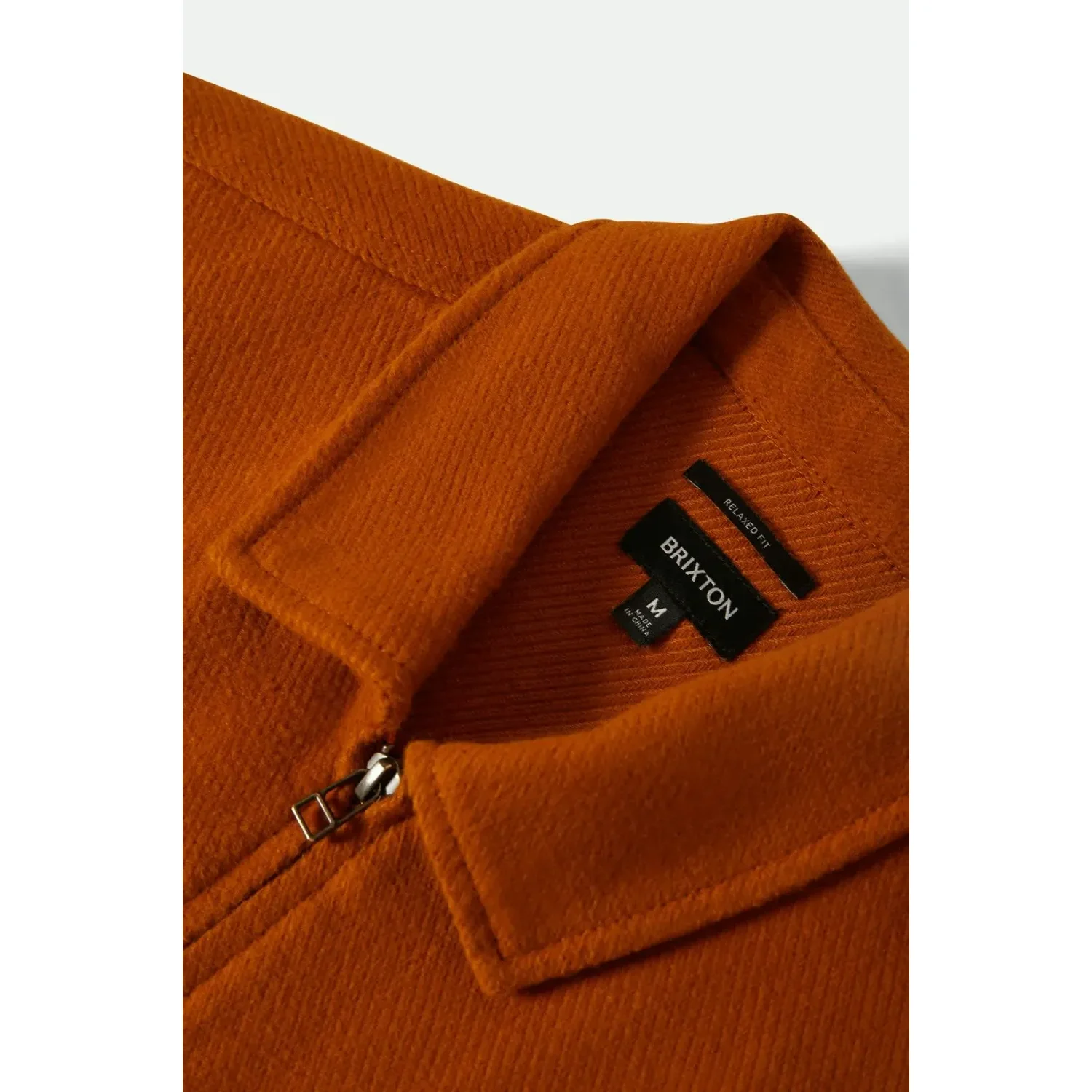 Union Full Zip Flannel Jacke, Reißverschluss, Kragen, Rostorange, Strukturstoff