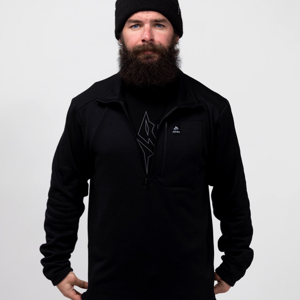 Flagship Rec Grid 1/2 Zip Jones Flagship Rec Grid 1/2 Zip Stealth Black