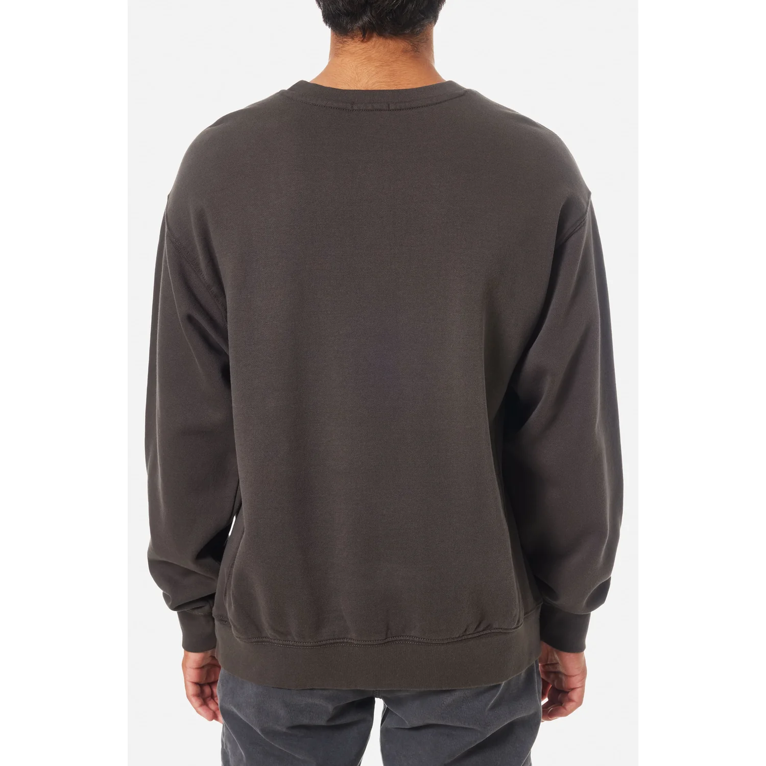 Herren-Sweatshirt, Rundhalsausschnitt, Langarm, Dunkelgrau, Rippbündchen
