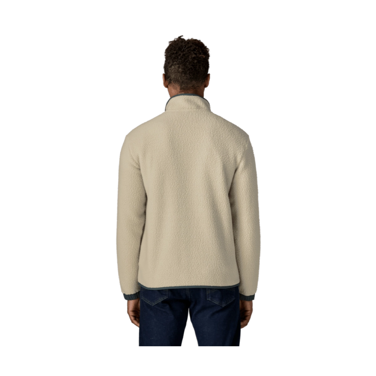 M'S Retro Pile Patch Jkt Veste polaire, beige, manches longues, col resserré, vue de dos